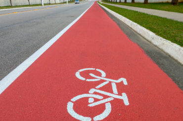 bike path with bicycle signage on the floor